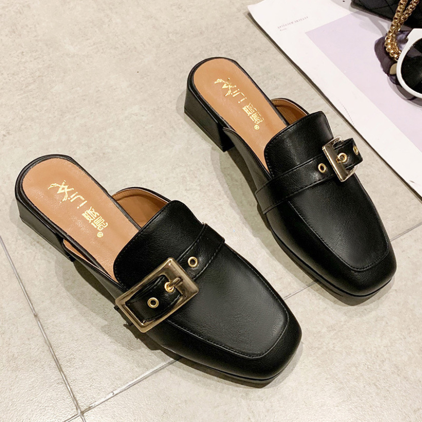 Giày sục nữ Hàn quốc mũi vuông chất liệu da cao cấp Chống nước, đế cao 3 cm mang êm chân , sang trọng, đẹp mắt Hot 2020 giá rẻ