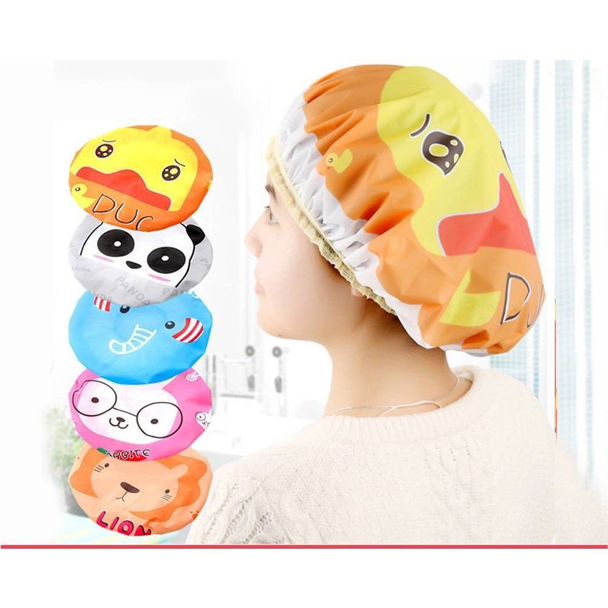 Mũ trùm tóc, ủ tóc chống nước cute
