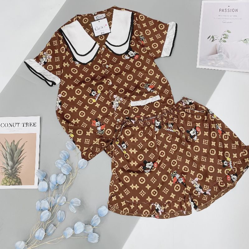 Bộ Pyjama Đùi Cộc Tay LỤA SATIN Nhiều Mẫu