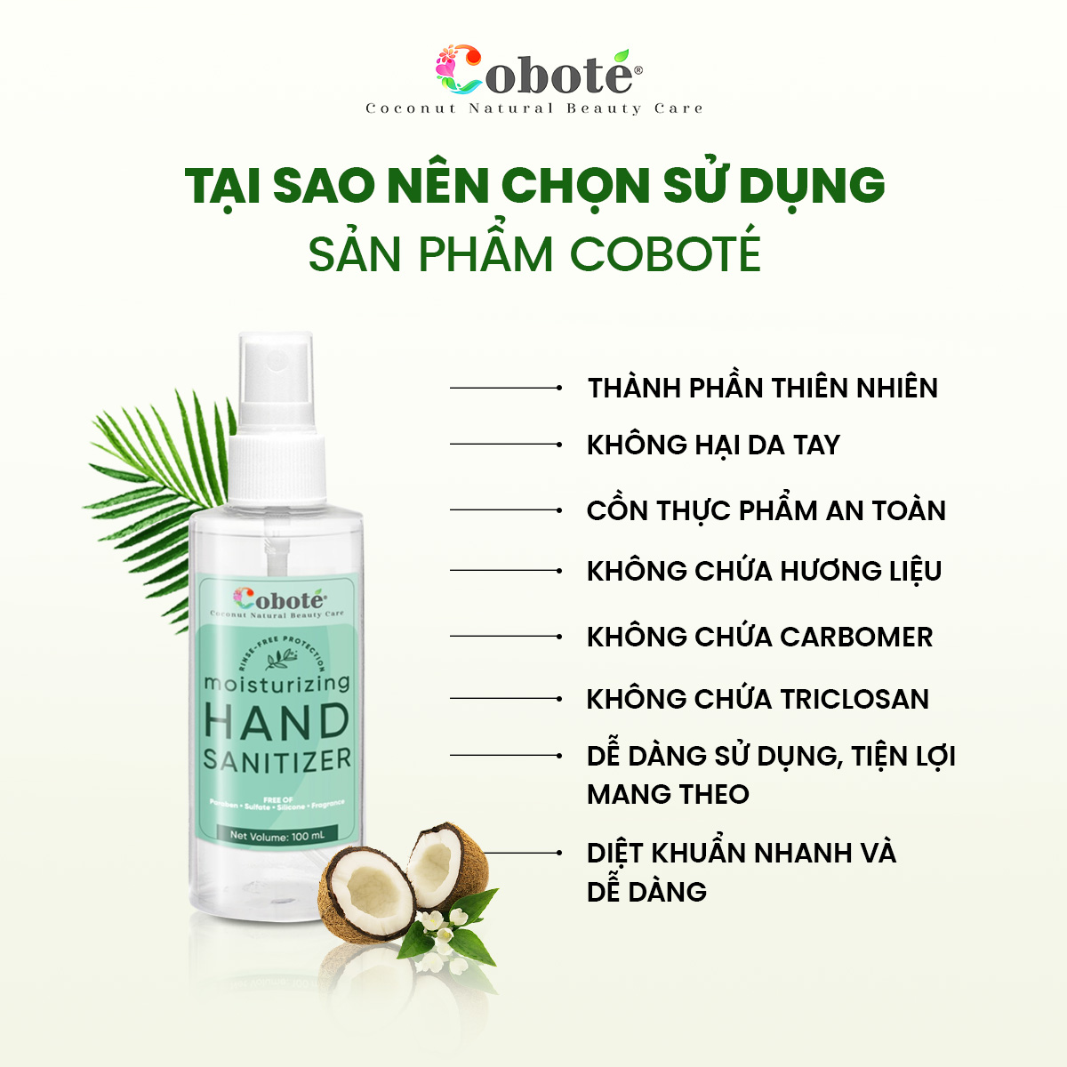 Nước rửa tay khô diệt khuẩn Cobote 30ml/100ml