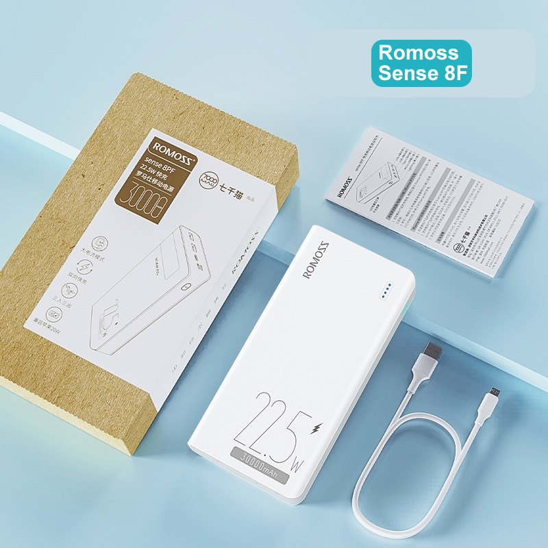 Pin dự phòng sạc nhanh Romoss Sense 8F dung lượng 30000mAh - sạc nhanh QC 22.5W và PD 20W (2 phân loại) Nhất Tín Computer