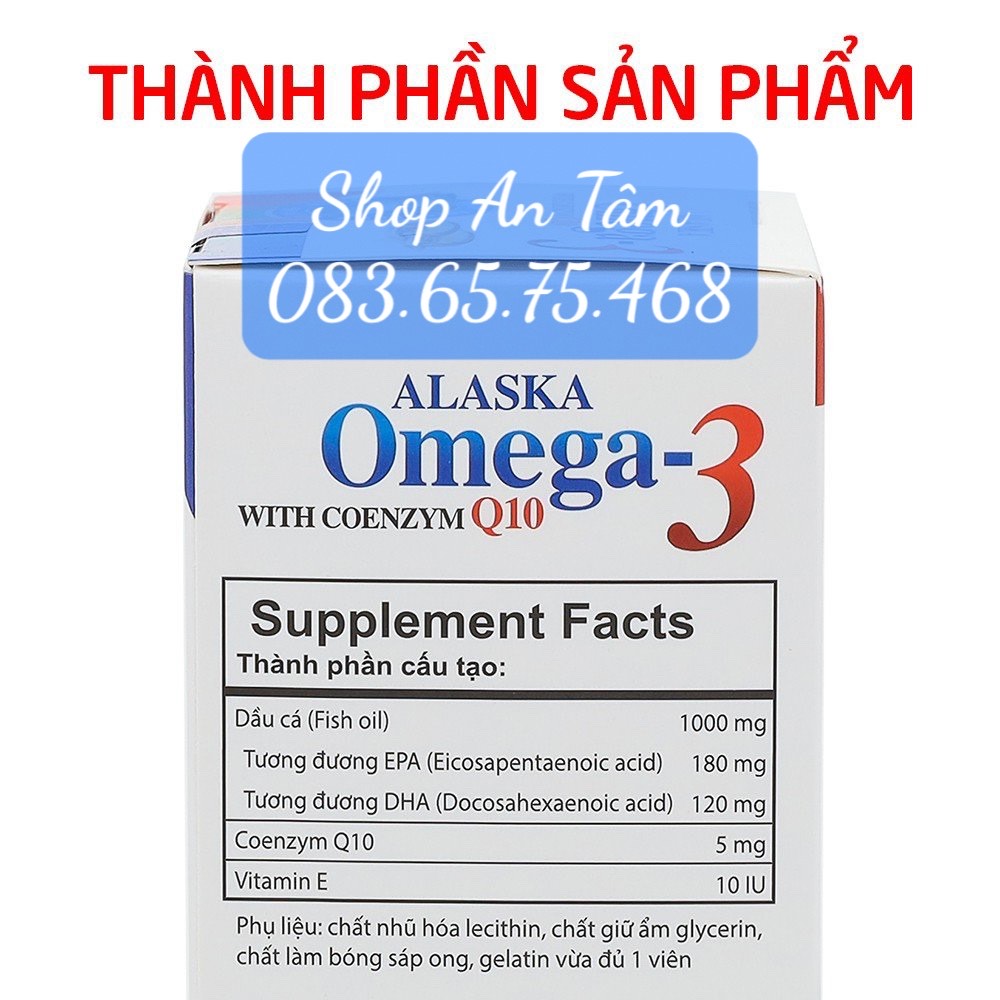 Dầu Cá Alaska Omega 3 With Coenzym Q10 (hộp 100 viên)