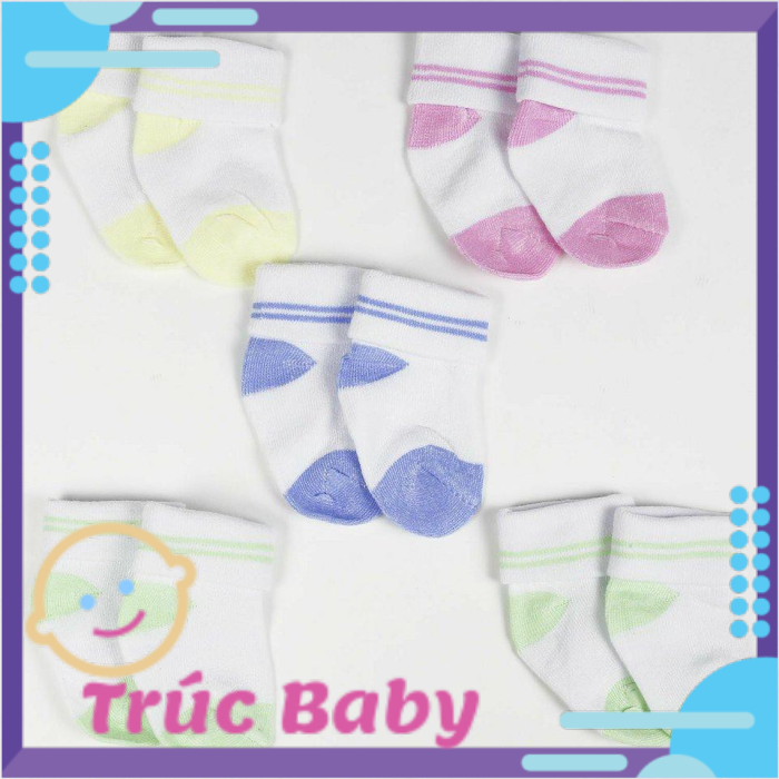 [HCM]Set 4 đôi vớ len lật cổ sơ sinh cho bé ( 0~ 6 tháng)(trắng)