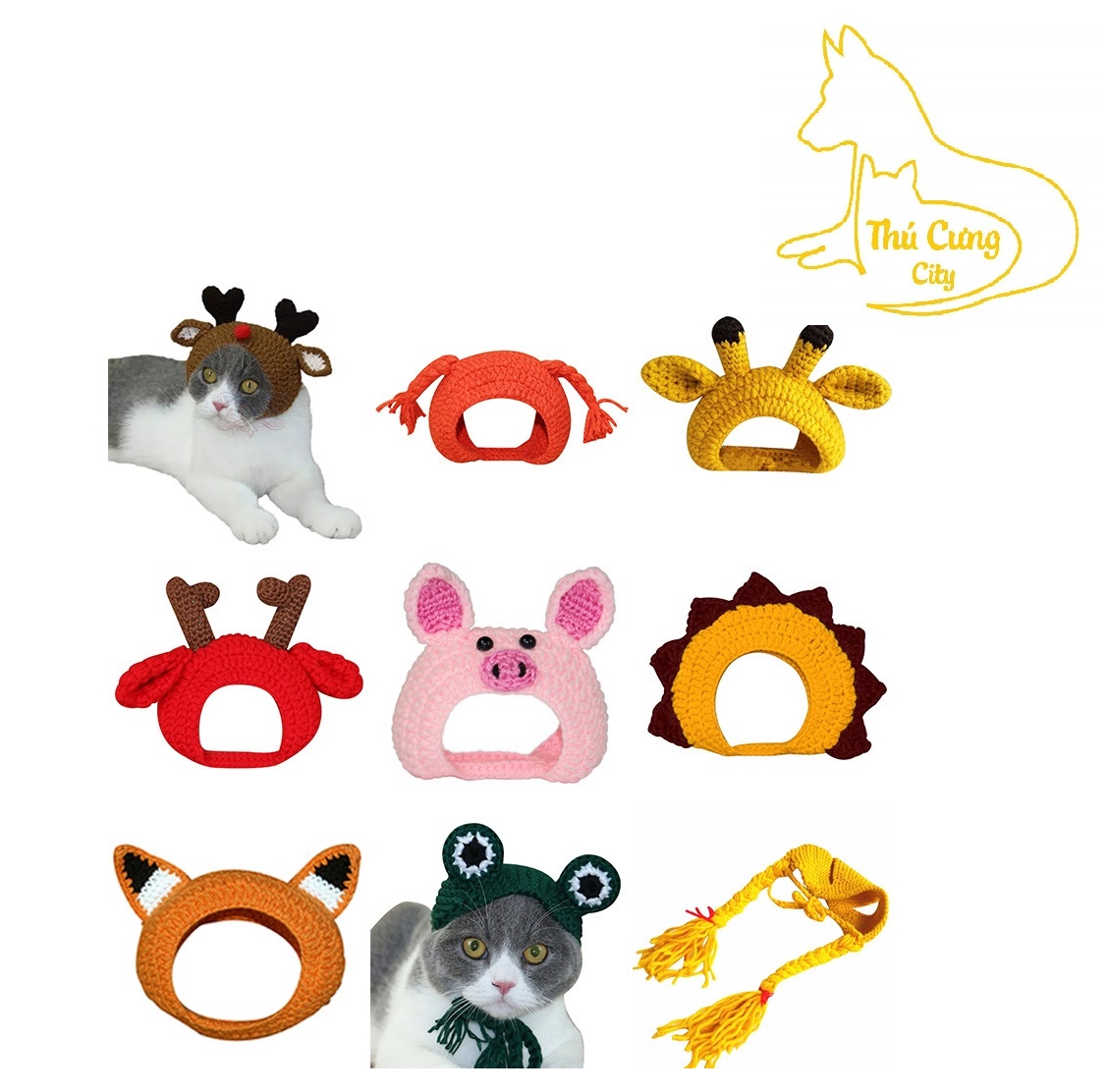 [ phụ kiện ] Mũ len đan tay Handmade cho thú cưng