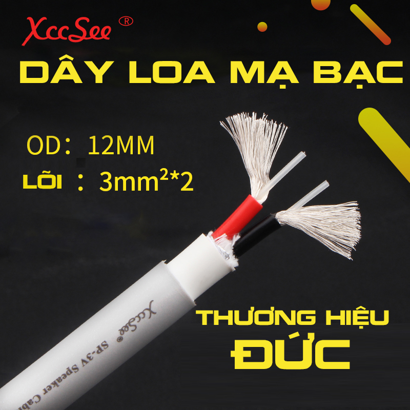 1M Dây Loa Lõi Mạ Bạc Tinh Khiết XCCSEE - Âm thanh trong trẻo, Bass Gọn, Trung Treble Quá Tuyệt