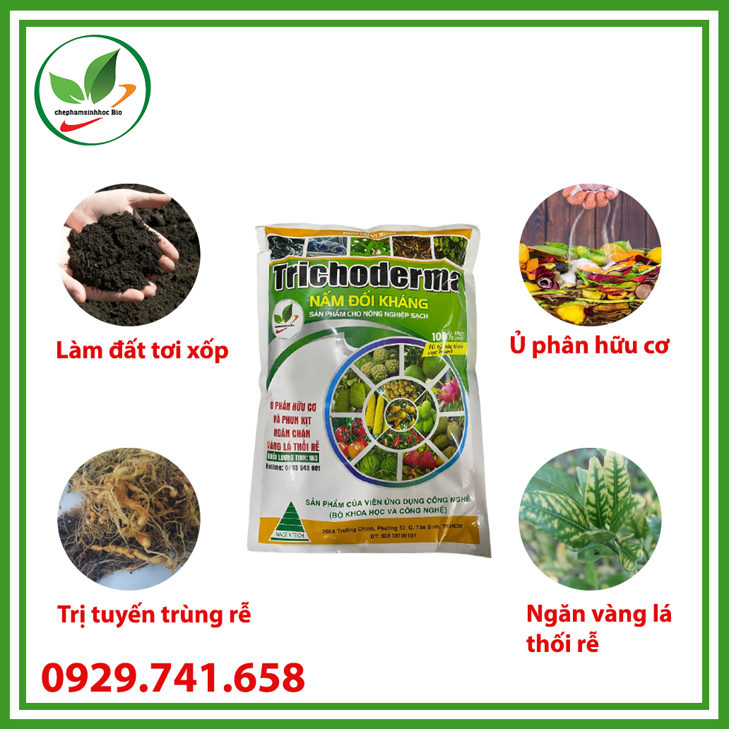 Nấm ủ Trichoderma dạng bào tử chịu nhiệt cao cấp. Túi 1kg