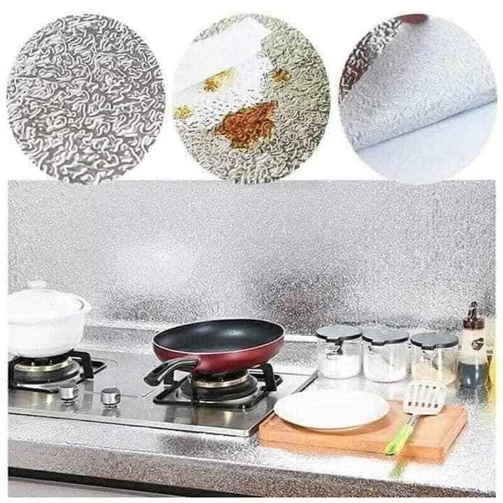 Giấy bạc dán bếp, giấy bạc cuộn 0.6x3m chống nhiệt bám dính tốt dễ dàng lau chùi tại for get me not 888
