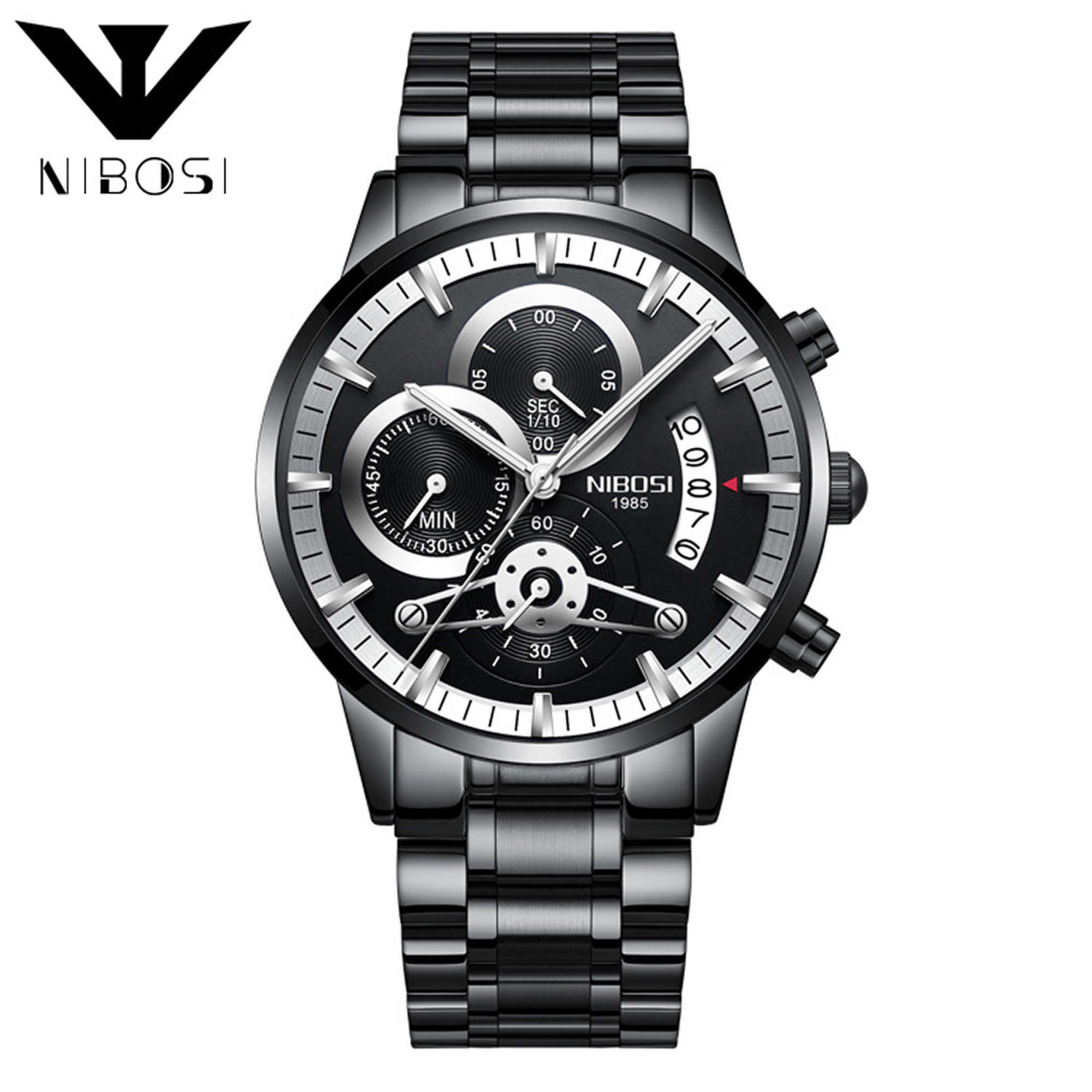 ĐỒNG HỒ NAM NIBOSI 2309-1TDÂY THÉP ĐÚC CAO CẤP CHẠY 6 KIM SIÊU CHỐNG NƯỚC