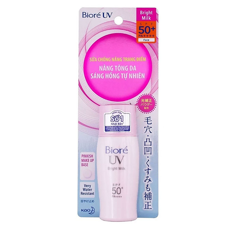 [HCM]Sữa Chống Nắng Biore UV Bright Face Milk Sáng Hồng Tự Nhiên Tuýp 30ML