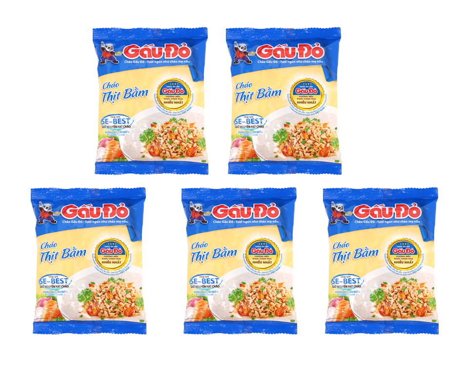 Thùng 50 Gói Cháo Gấu Đỏ Thịt Bằm 50gr