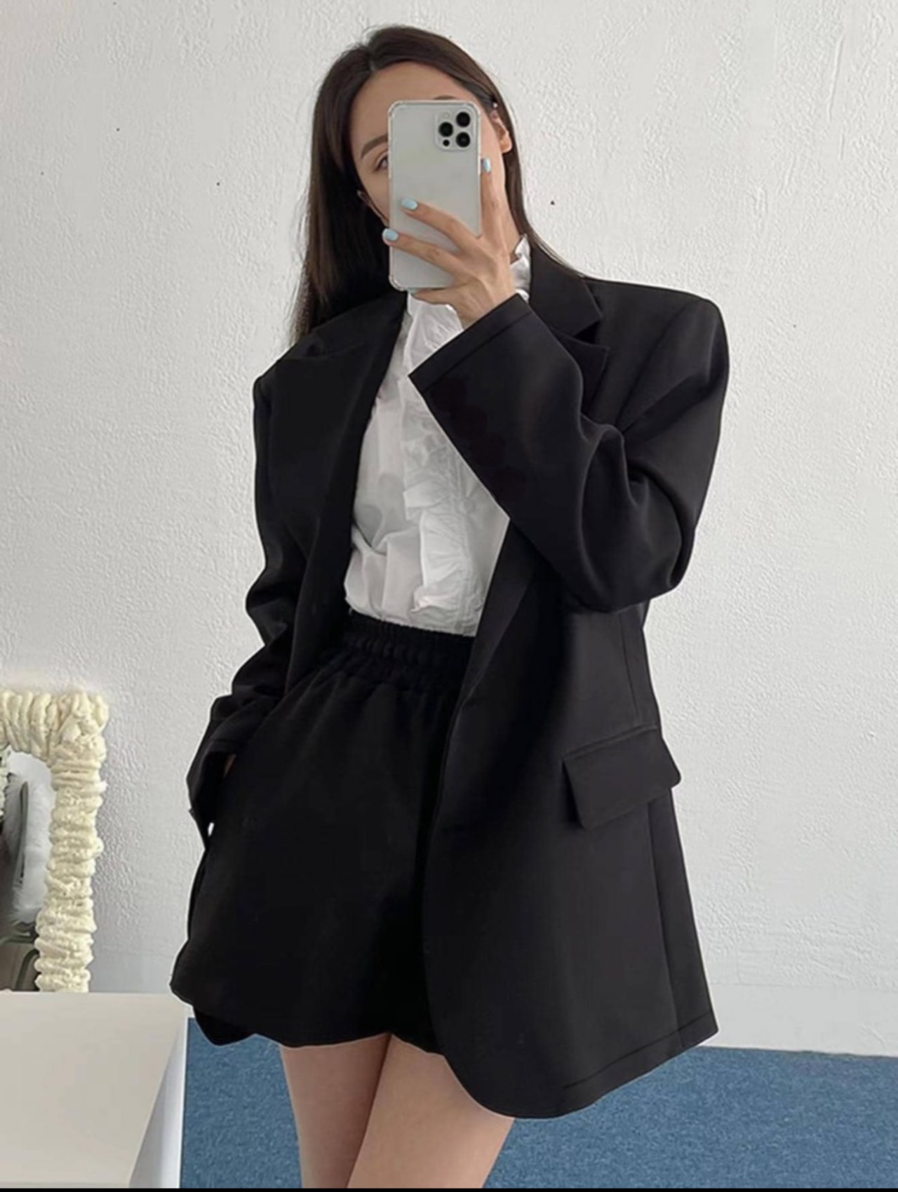 Blazer nâu thiết kế 2 nút ngang blazer đen nữ blazer phom dài rộng - đủ size sml - bla23006