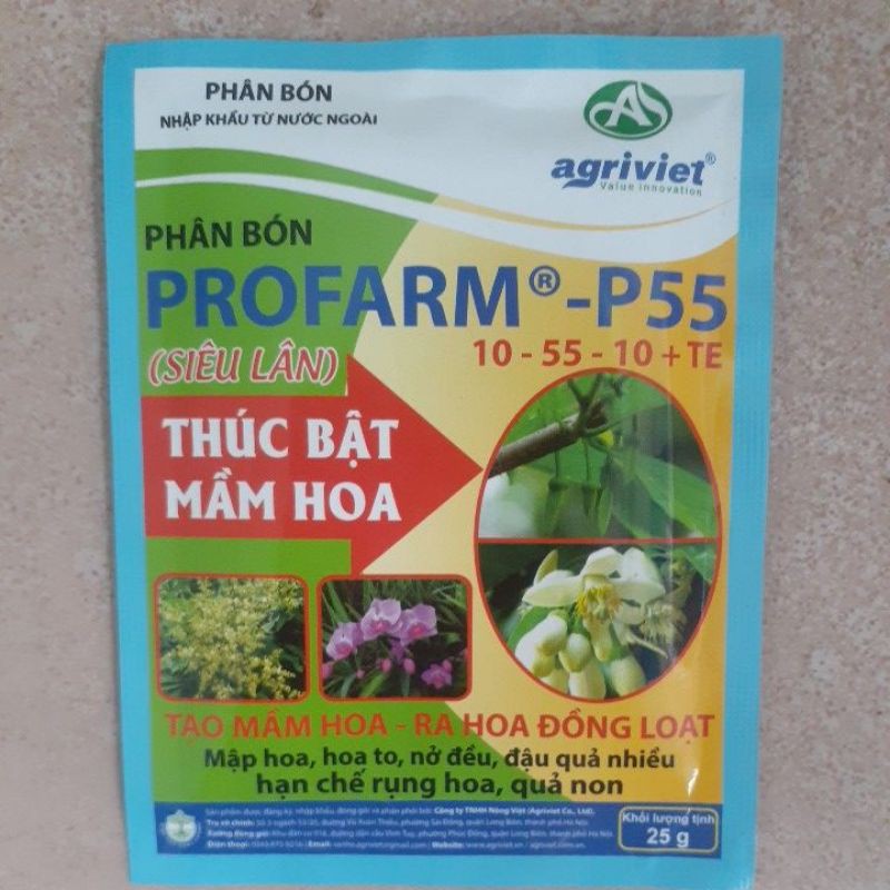 Phân bón siêu lân 10-55-10 profarm p55 gói 25g