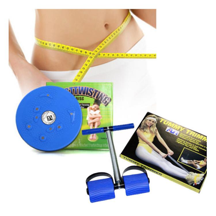 Bộ 2 Dụng cụ tập giảm mỡ bụng siêu tốc Tummy Trimmer và Đĩa xoay eo
