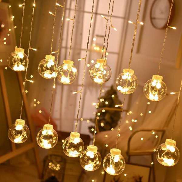 Bảng giá Đèn led dây nháy rèm banh thả, 12 banh cầu đường kính 8cm