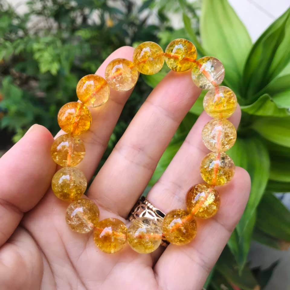 VÒNG TAY THẠCH ANH ƯU LINH VÀNG 12LY
