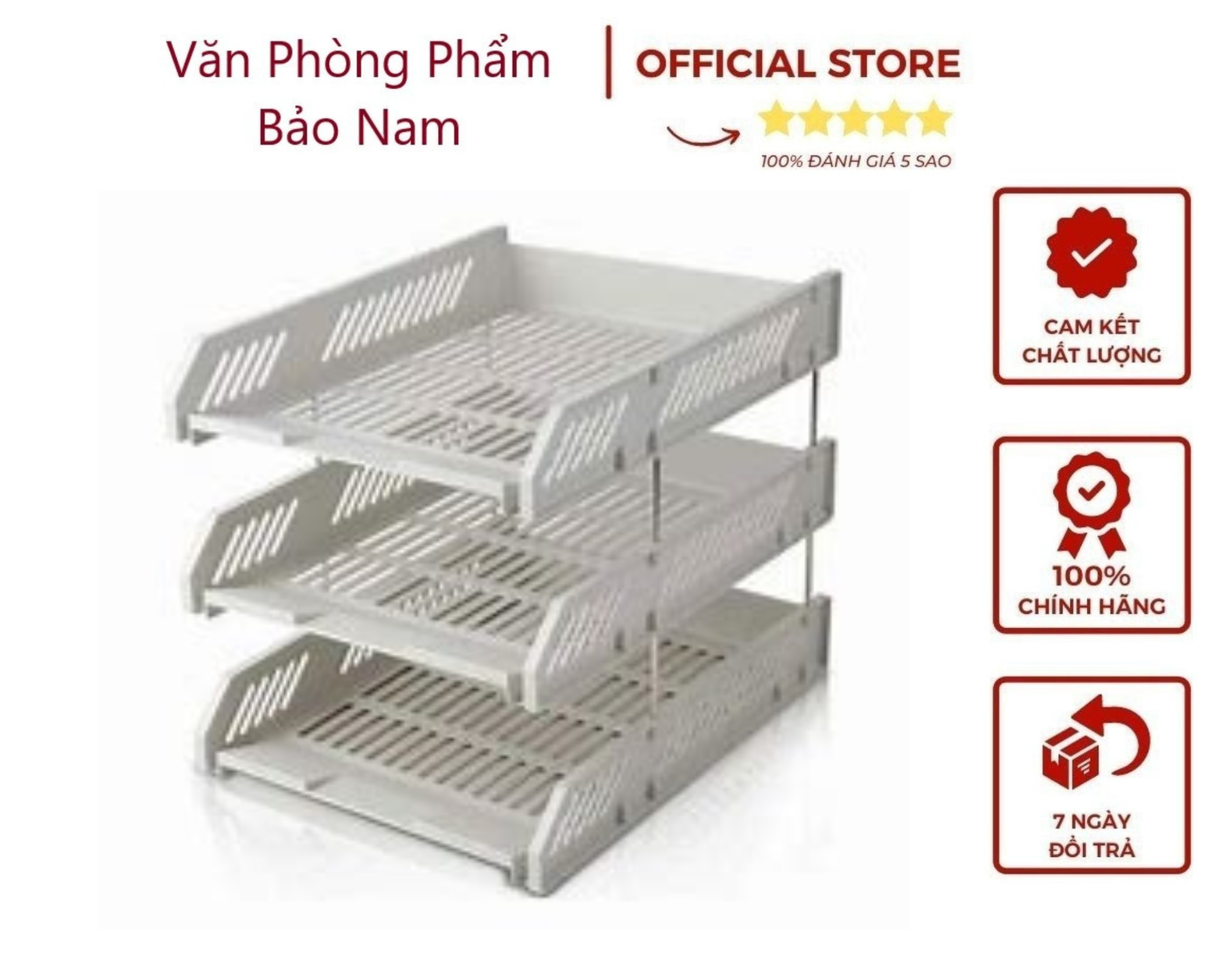Khay tài liệu 3 tầng sunwood có khay nhỏ tiện dụng