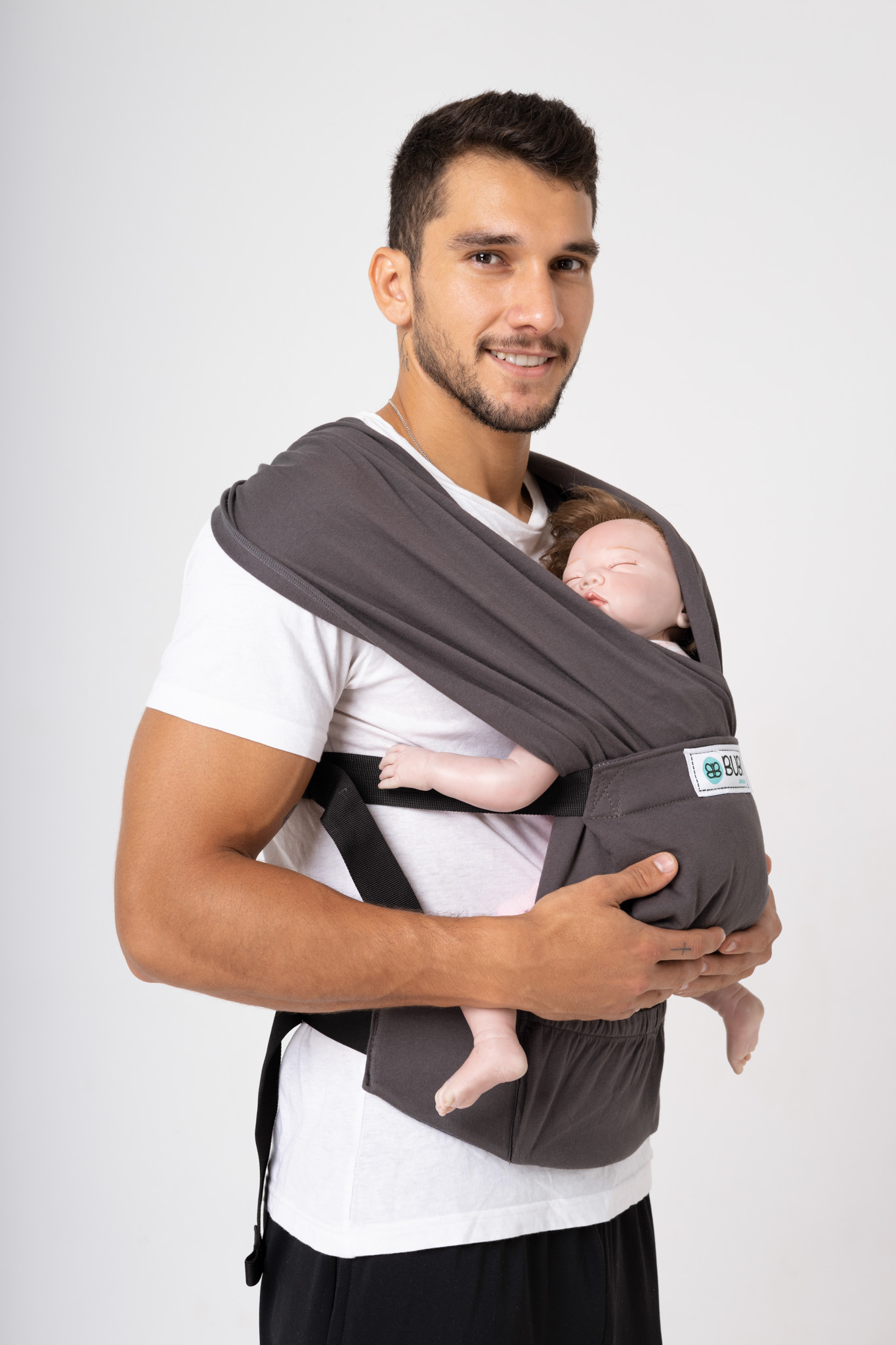 Địu vải BUBI Gen 3 - Cotton - Xám đậm