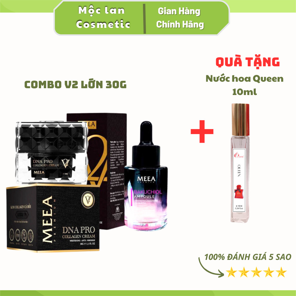 (chai lớn 30ml)Combo Kem Cá Hồi và Tinh Chất Meea S V2 Bakuchol, Dưỡng Trắng Căng Bóng Da ,Giảm Mụn Thâm Nám + tặng nước hoa
