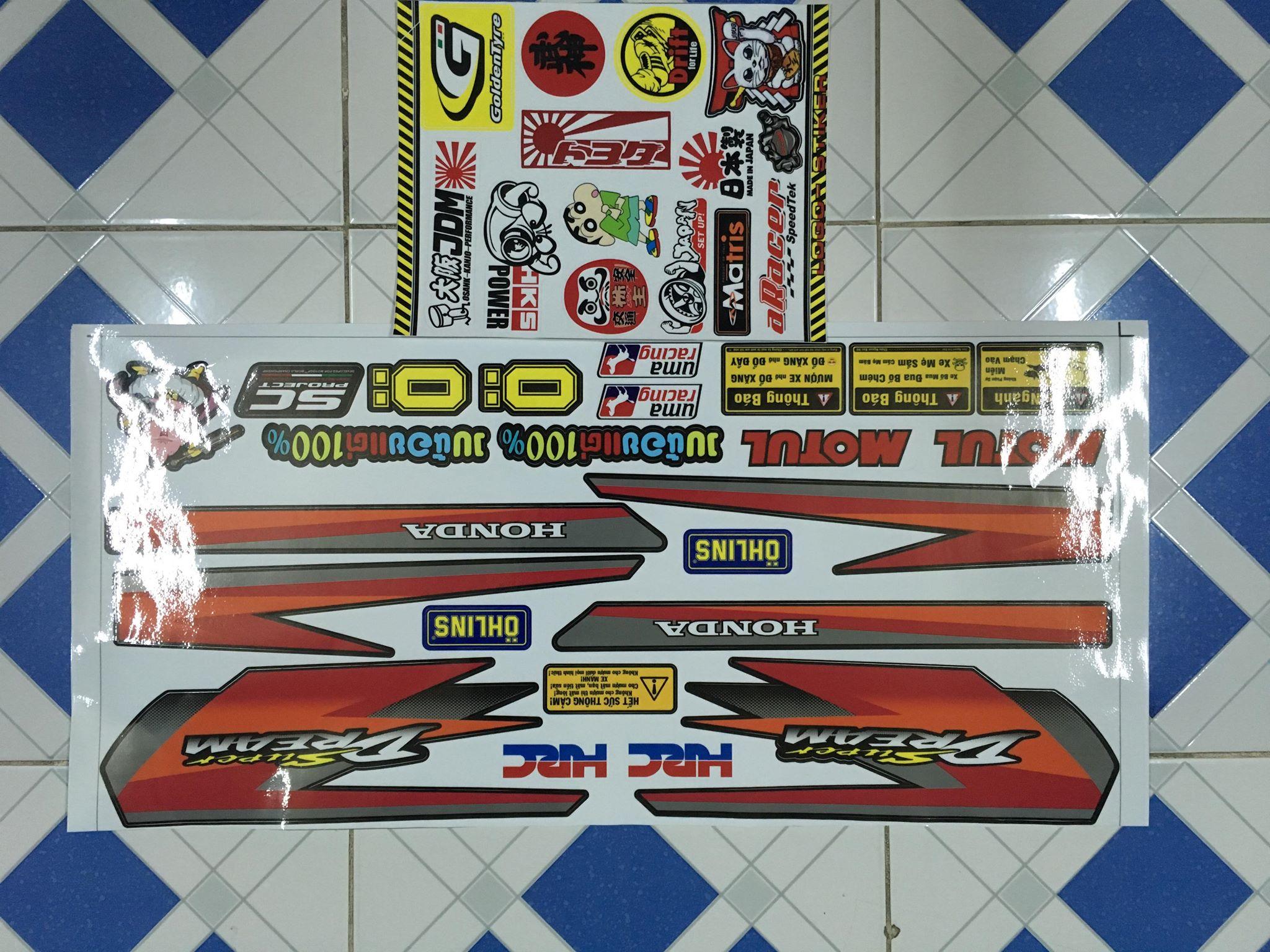 Tem dream 2001 cam đỏ tặng sét tem logo