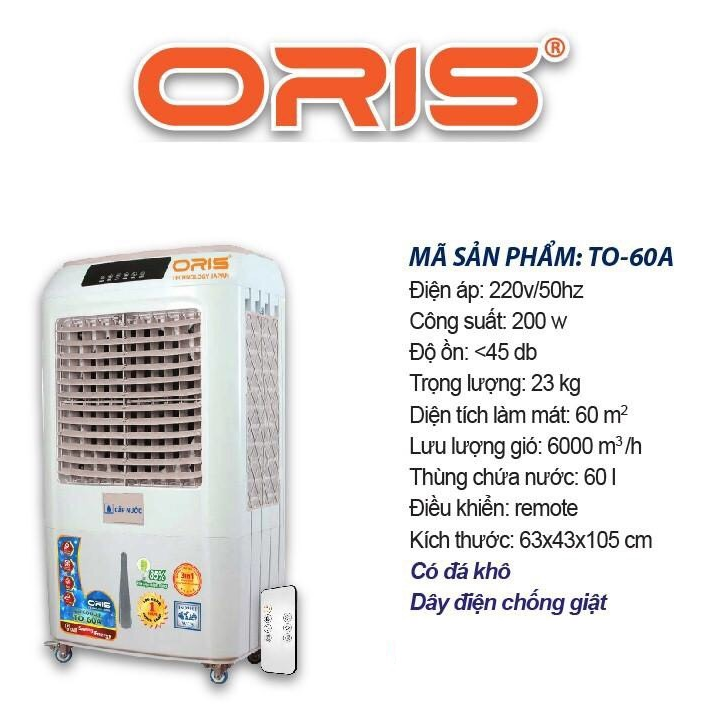[HCM][Trả góp 0%]Máy làm mát không khí ORIS TO-60A