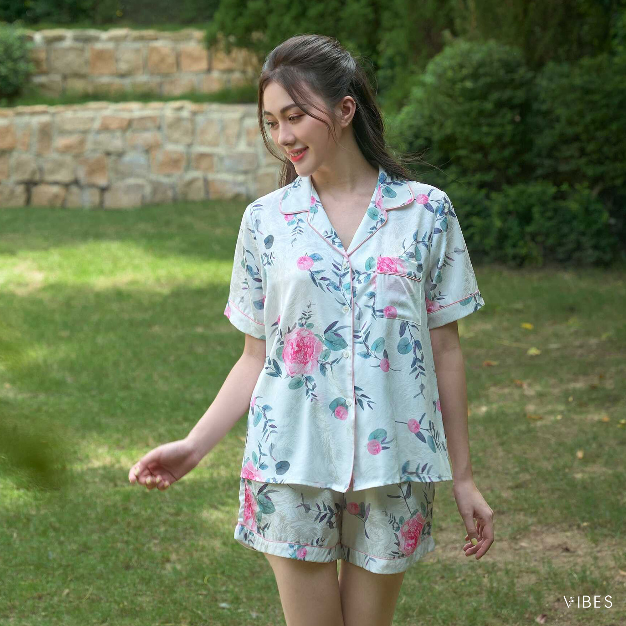 VIBES Pijama ngắn Lụa gấm Rosie Py Set