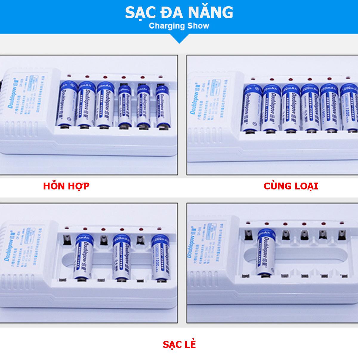 Sạc pin AA/AAA 6 cổng DoublePow DP-B06
