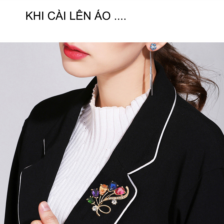 [HCM]Trâm Cài Áo Nữ Đính Đá 5 Màu