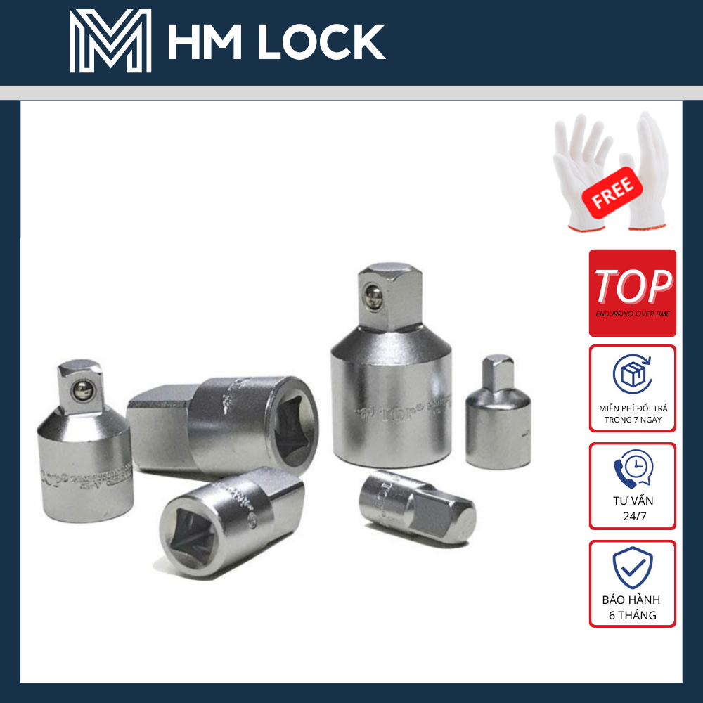 ĐẦU TUÝP CHUYỂN ĐỔI 1/2", 1/4", 3/8", 3/4" TOP CAO CẤP - THÉP CR-V SIÊU CỨNG - HM LOCK