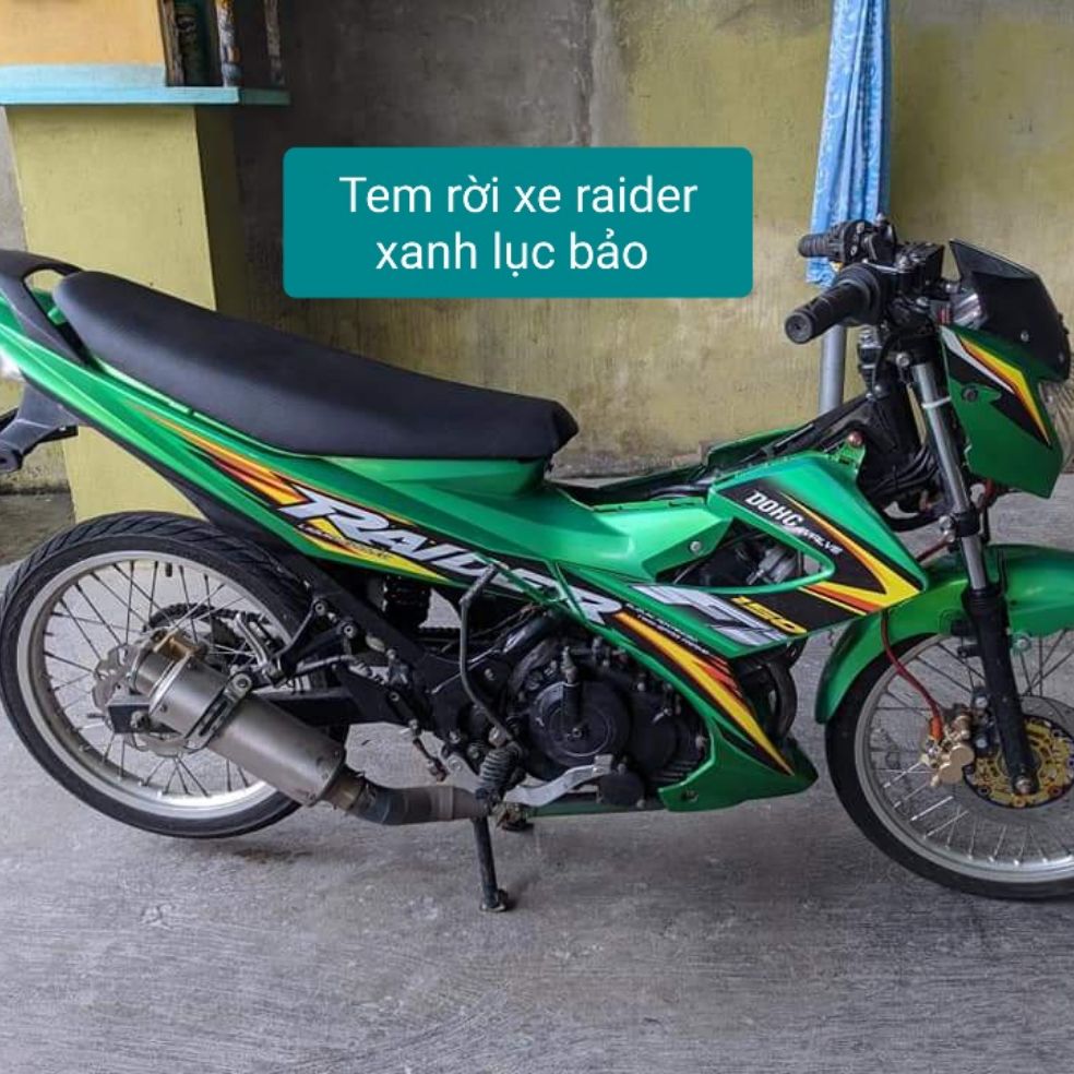 Tem xe raider xăng cơ tem rời dán xe xanh