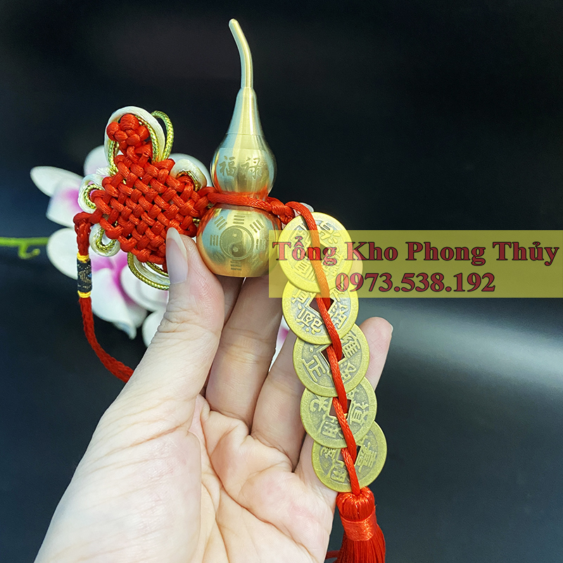 Xâu tiền ngũ đế kết hồ lô đồng nguyên chất