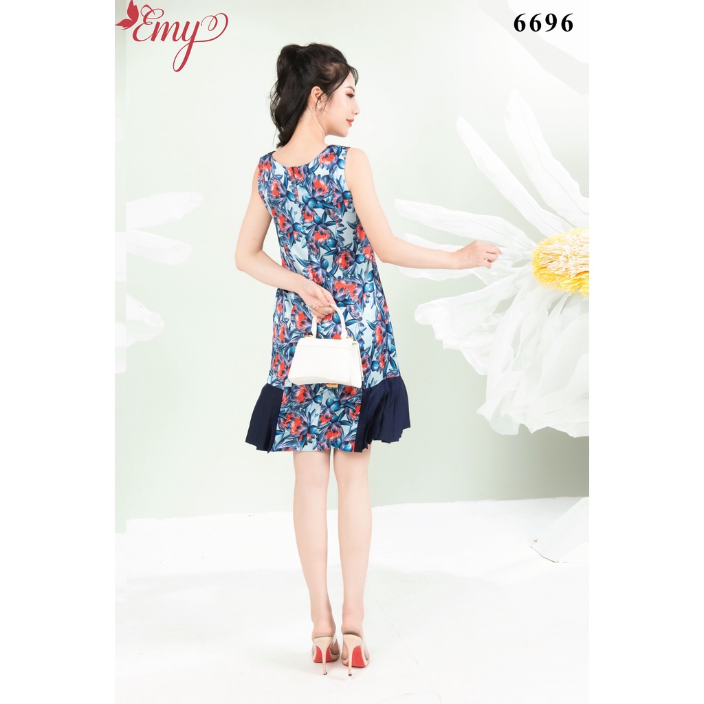 Đầm EMY EM6696 A Sát Nách Phối Tùng Dập Ly