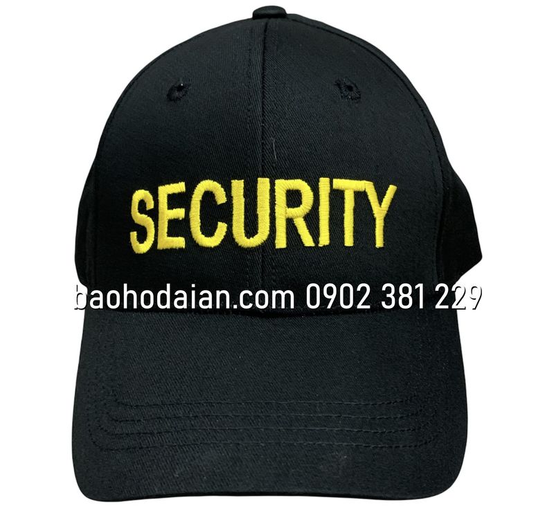 Nón kết bảo vệ, vệ sĩ màu đen thêu logo Security