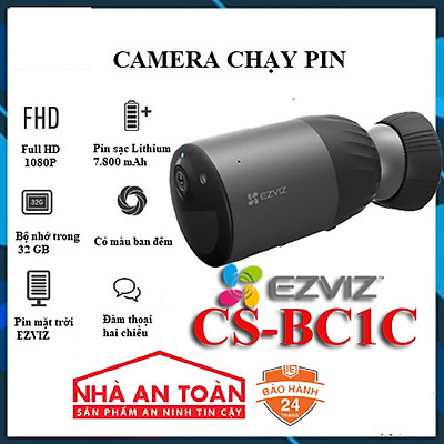 Camera ip pin sạc hồng ngoại không dây 2.0 megapixel ezviz bc1c +tấm pin năng lượng mặt trời