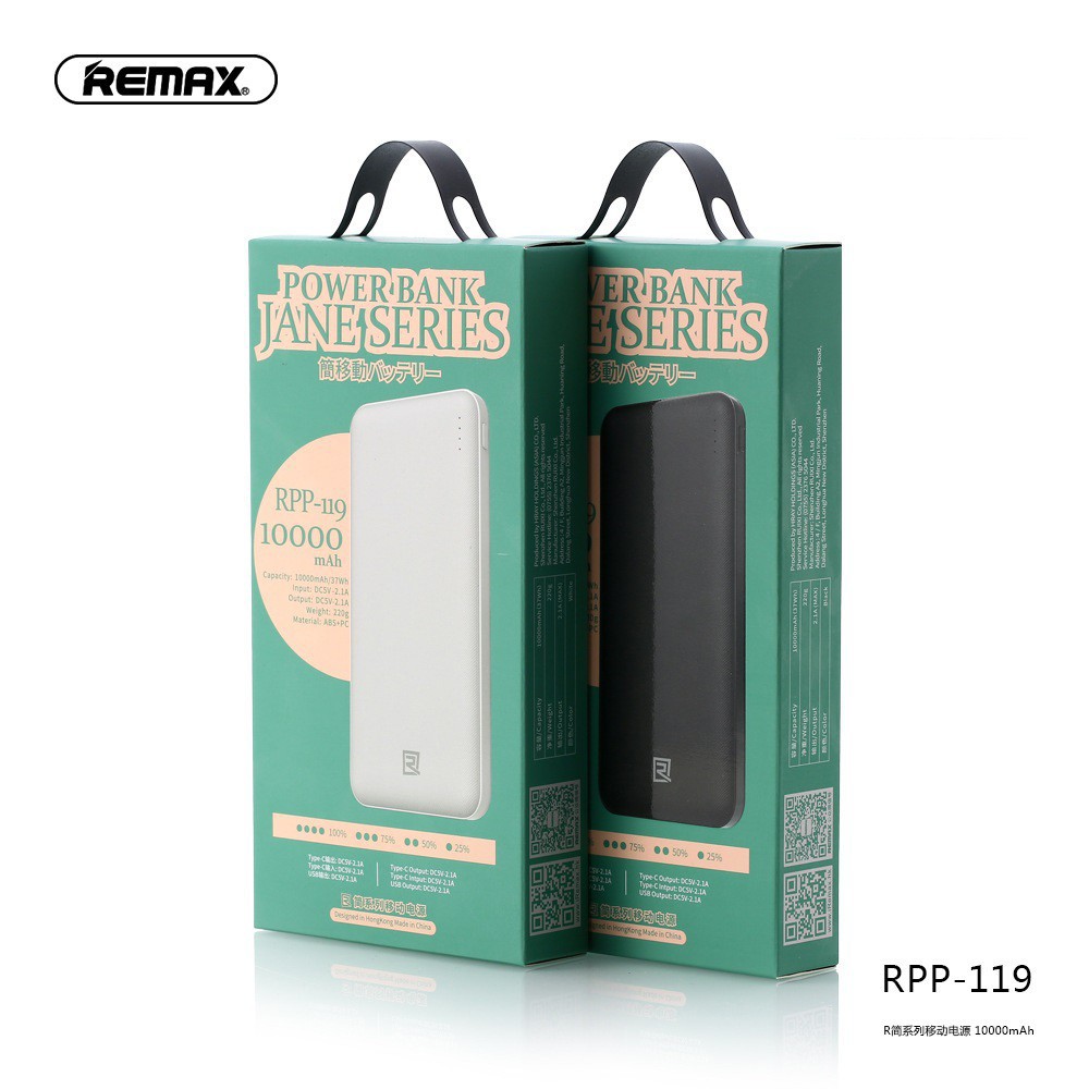 Sạc dự phòng Remax RPP-119 10.000mAh - 2 cổng input Type-C và microUSB