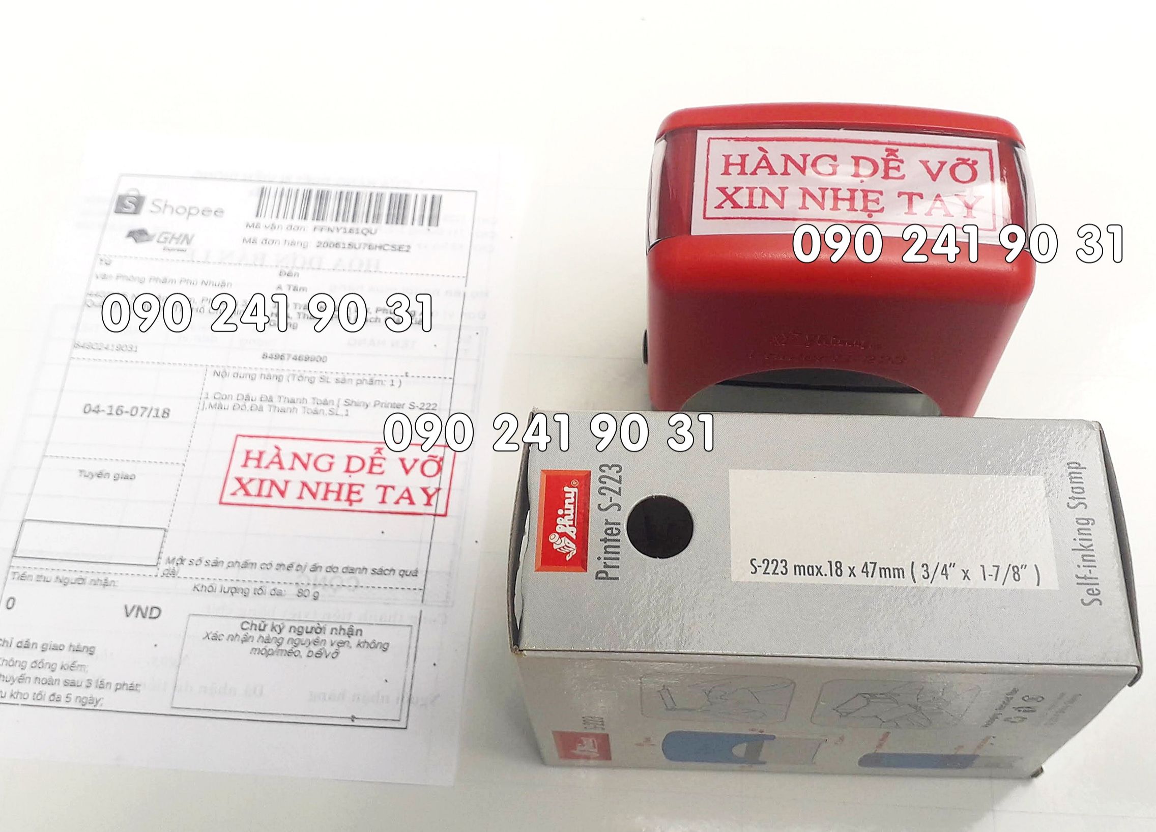 [HCM]Con Dấu Hàng Dễ Vỡ Xin Nhẹ Tay [ Shiny S-223 size 18 x 47mm ]