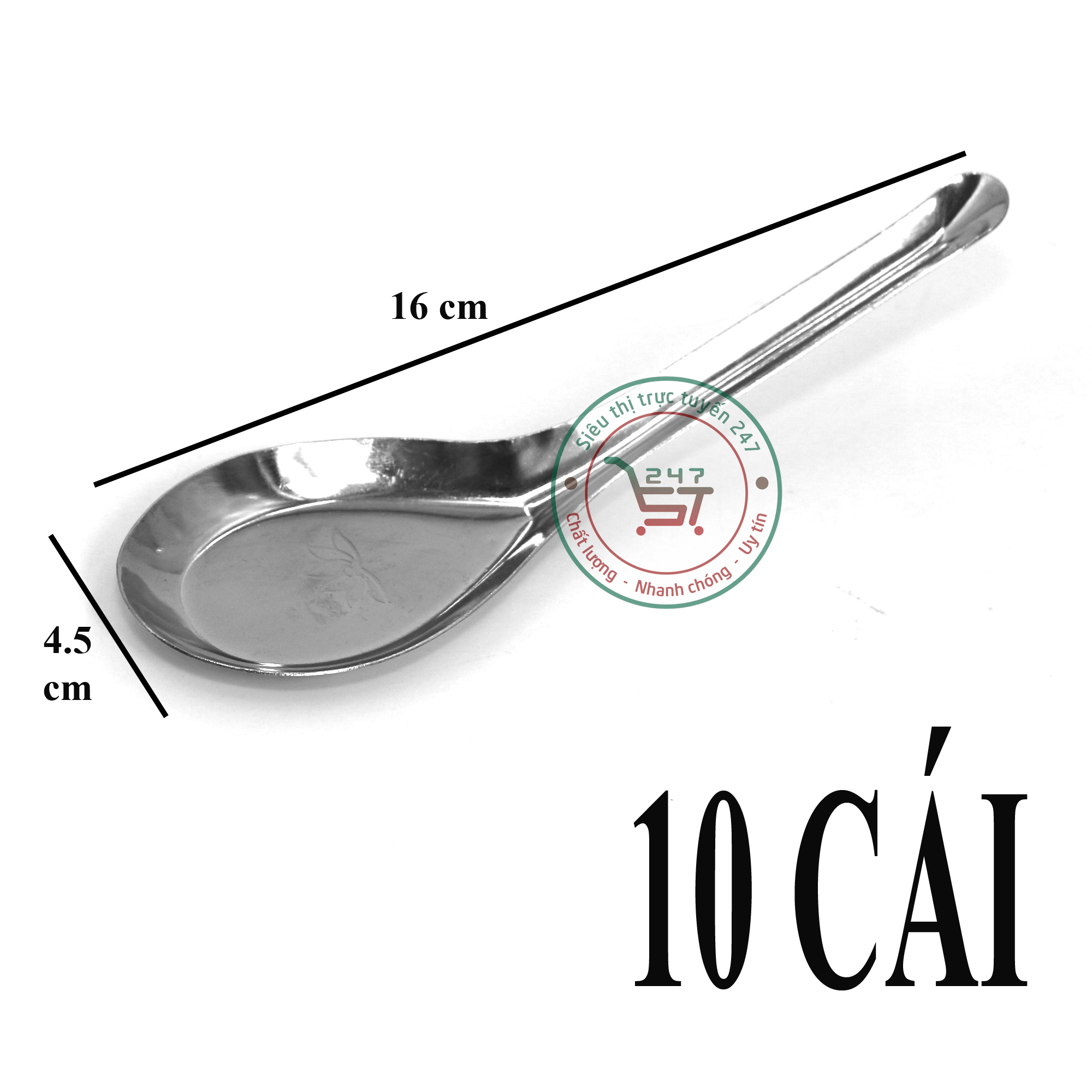 Muỗng canh vuông inox 430 sáng bóng không gỉ muỗng ăn cơm tiện dụng