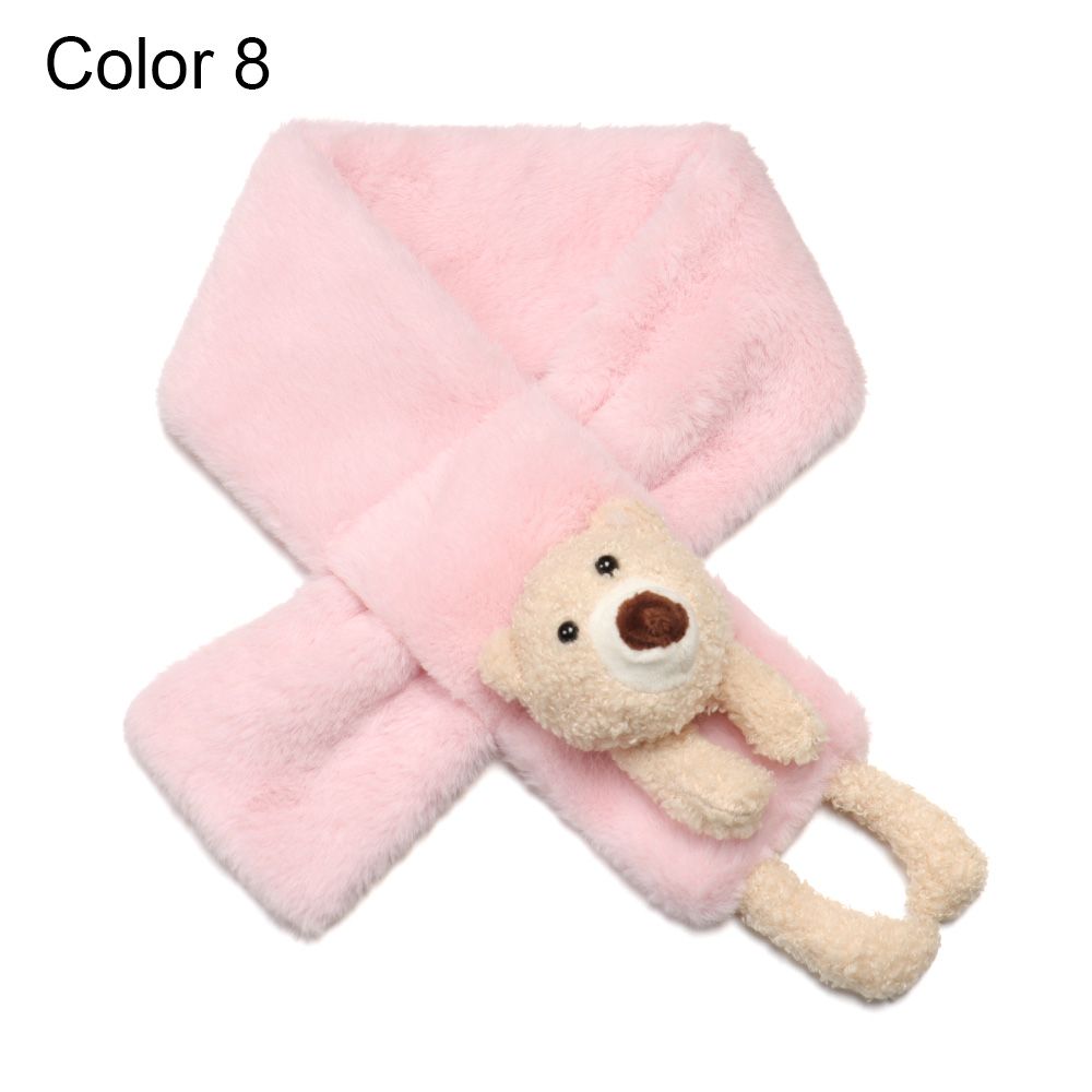 BETTERFORM Kids Gift Shawl Faux Fur Plush Thicken Neckerchief Bear Cross Scarf Plush Scarfs Warm Bib