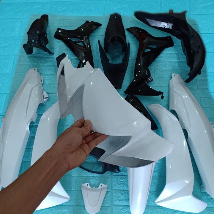 [TẶNG TEM] Bộ dàn áo xe máy nhựa nguyên sinh ABS cao cấp lắp cho xe SIRIUS màu Trắng - phanh ĐĨA - có TẶNG BỘ TEM XE cao cấp.