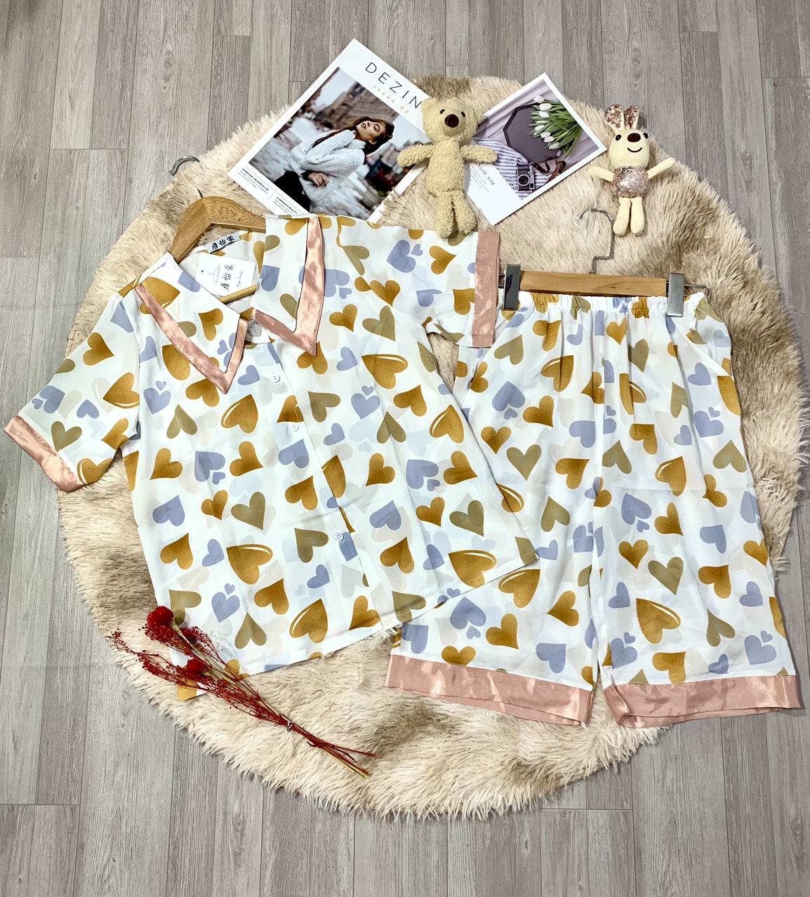 Đồ Bộ Lửng Nữ Pijama Lụa Mango Loại 1, Set Bộ Ngố Mặc Nhà Dễ Thương