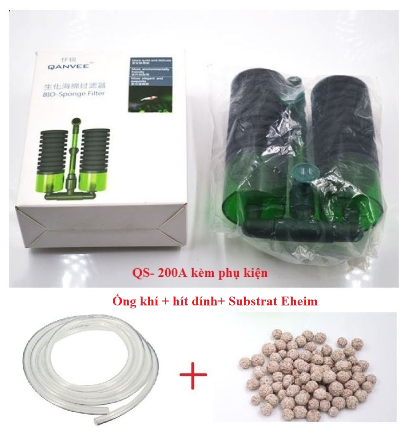 Lọc Bio QS-100/200A nuôi tôm, tép, cá nhỏ