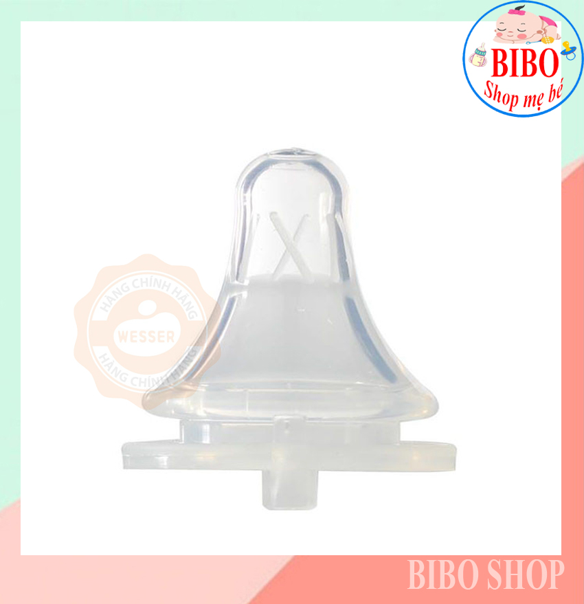 Set 2 Núm Ty Wesser Cổ Hẹp Siêu Mềm Có Van Thông Hơi SIZE L dành cho bé  trên 7 tháng