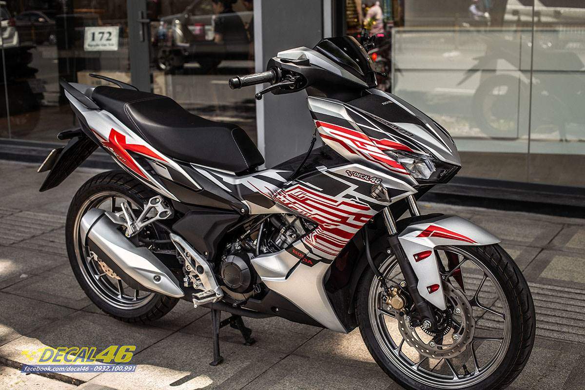 TEM TRÙM XE WINNER X –  THIẾT KẾ ELECTRIC TRẮNG ĐỎ, Tem trùm xe máy WINNER X đỏ TRẮNG đen - làm tem xe máy WINNER X theo yêu cầu - Tem xe máy WINNER X rẻ đẹp và chất