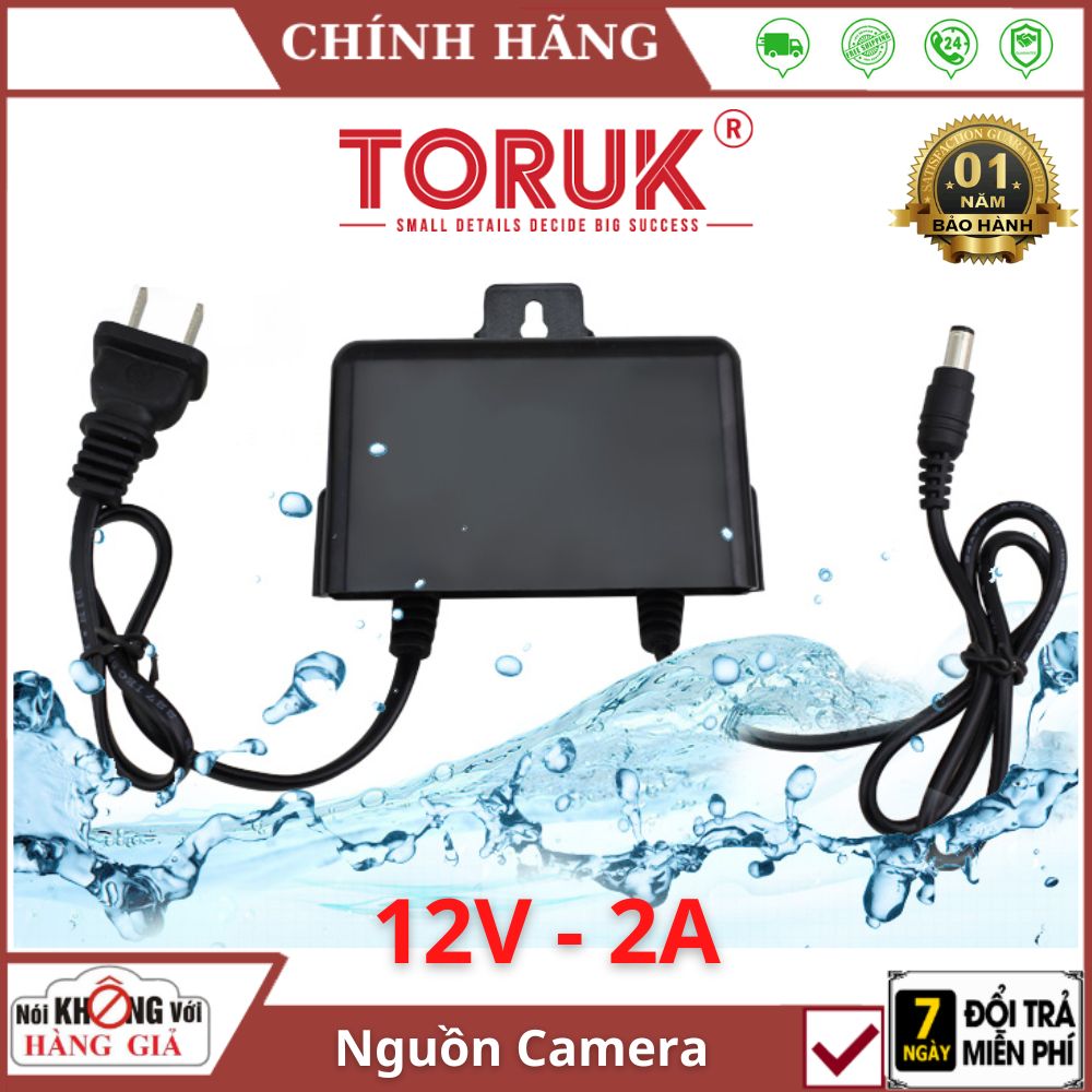Nguồn camera 12V 2a TORUK có móc treo ngoài trời chống nước - bảo hành 12 tháng - adapter camera hikvision , nguồn camera yoosee , nguồn camera dahua