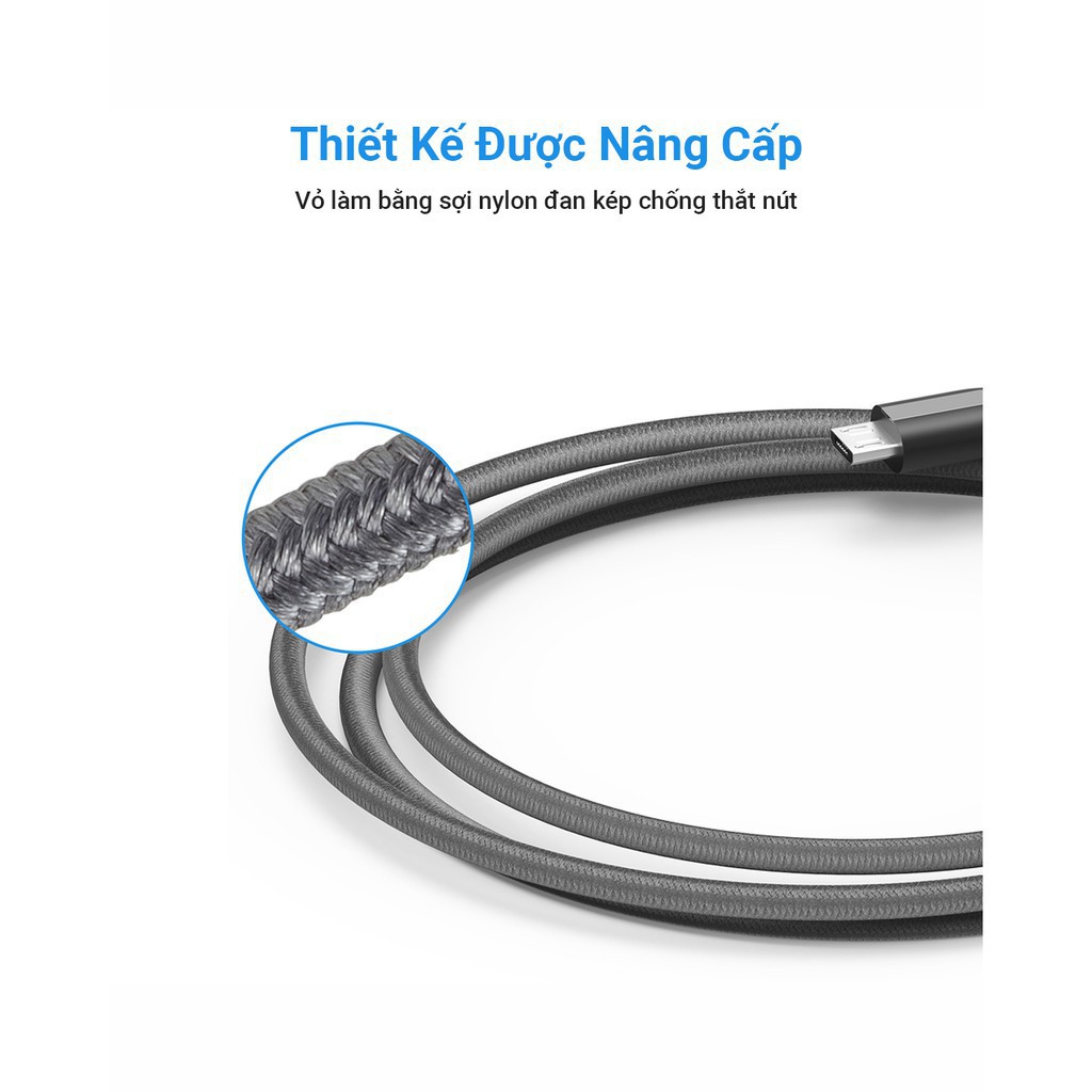 Cáp Sạc Anker Powerline+ Micro Usb Dài 0.9M Kèm Bao Da- A8142