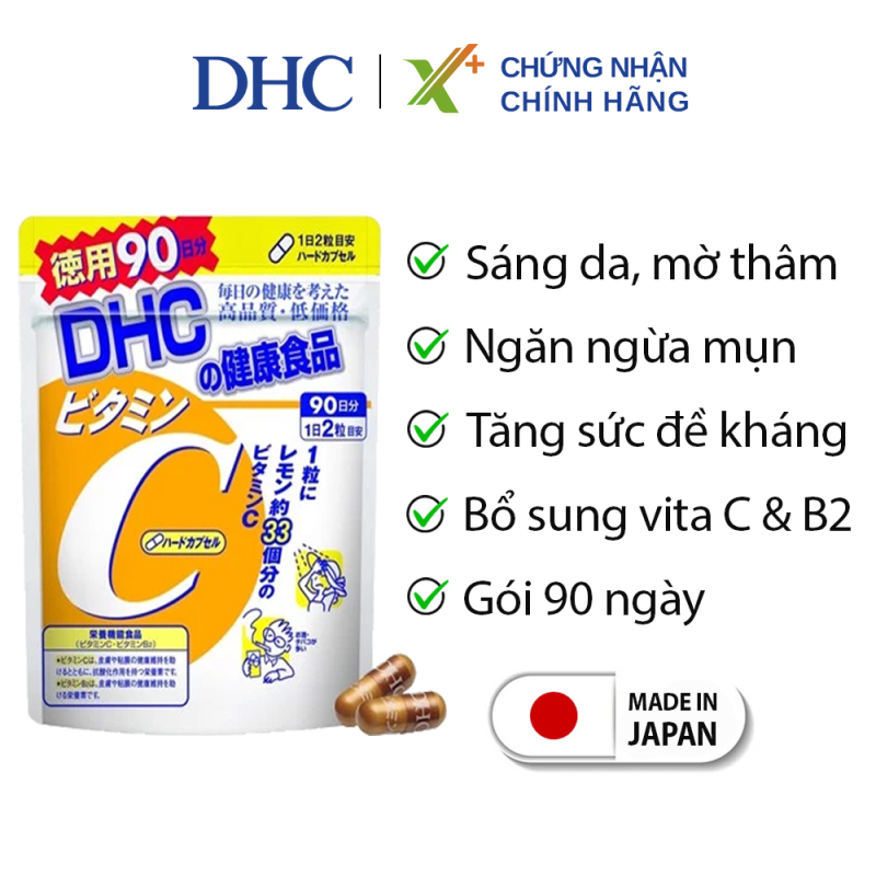 Viên uống Vitamin C DHC Nhật Bản thực phẩm chức năng giúp tăng cường đề kháng, sáng da & tăng sản sinh collagen 90 ngày XP-DHC-C90 cao cấp