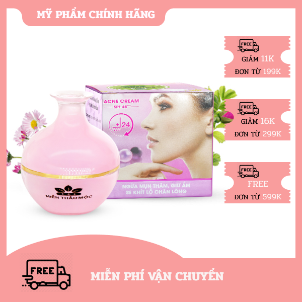 [HCM]Kem Ngừa mụn thâm - Giữ ẩm - Se khít lỗ chân lông SPF 45+++ Acne Cream Miền Thảo Mộc (20g)