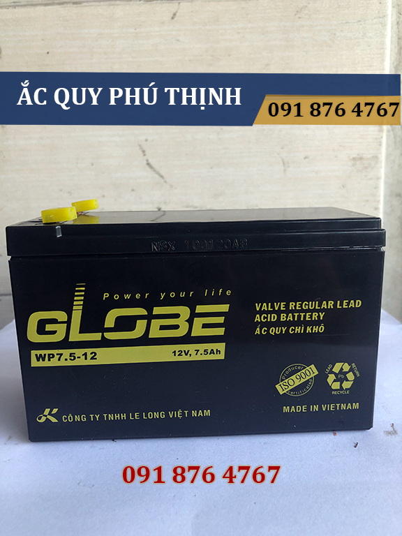 Ắc quy Khô dành cho UPS GLOBE 12V- 7.5Ah (WP7.5-12)