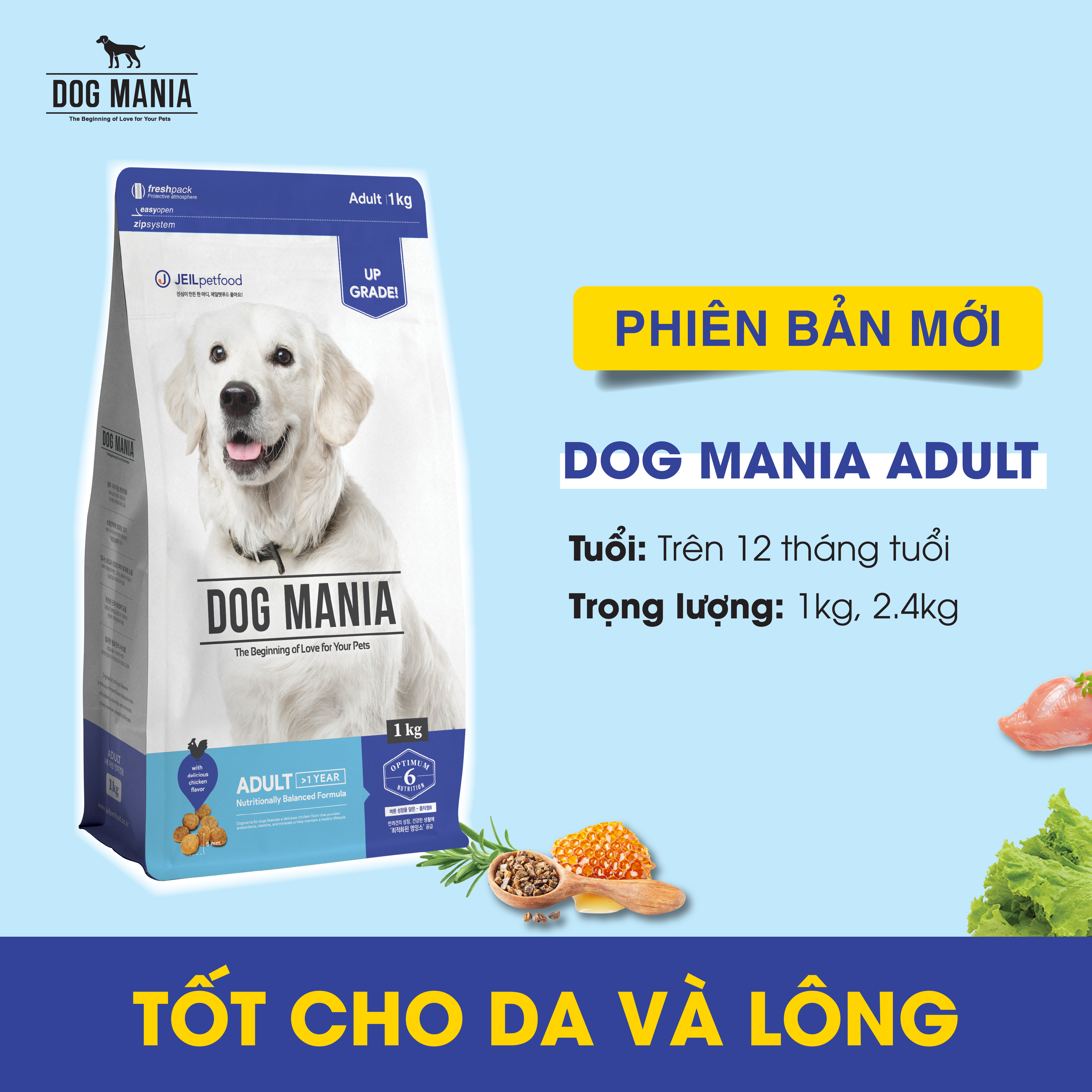 (Mua 1 TẶNG 2 HÀNG MẪU) Thức ăn hạt cho chó mọi lứa tuổi Dog Mania túi 1kg