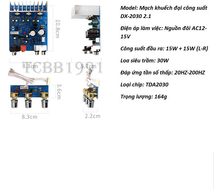 Mạch khuếch đại âm thanh 2.1 TDA-2030