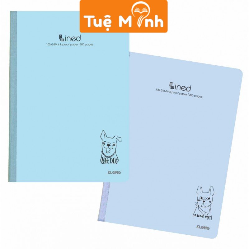 Vở kẻ ngang Klong 200 trang MS 842 bìa màu Pastel trẻ trung, VPP TUE MINH vở Klong may dán gáy